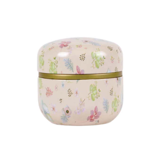 Simple Floral Japanese Tin for Loose Leaf Tea Storage