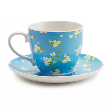 Floral Elegance Tea Cup with Saucer